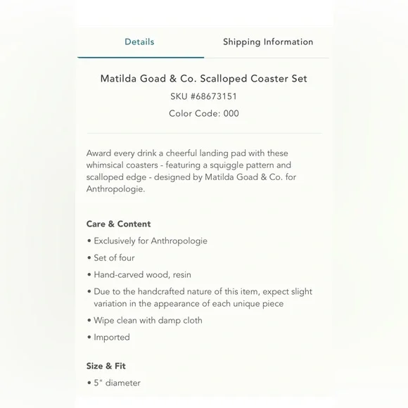 Anthropologie Matilda Goad & Co Scalloped Coaster Set - Picture 9 of 13